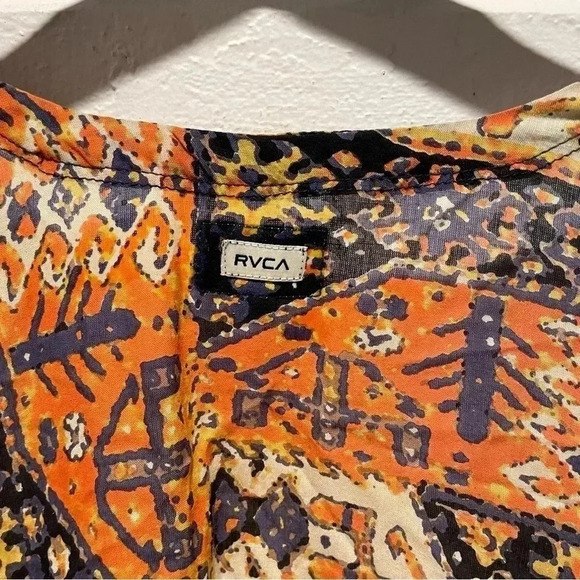 RVCA Lycia Blue Print Boho Fringe Kimono Top size M/L - Picture 12 of 13